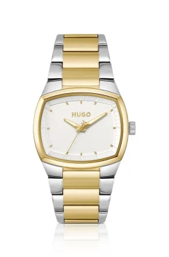 Telly two-tone watch with retro-inspired case