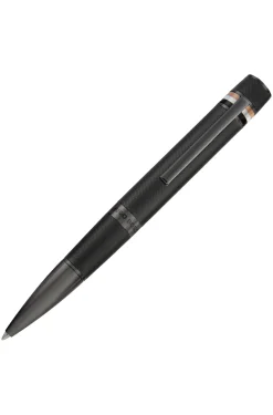 Textured-barrel ballpoint pen with signature-stripe ring