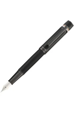 Textured-barrel fountain pen with signature-stripe ring