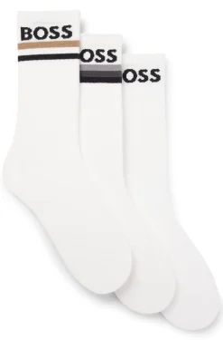 Three-pack of bamboo-blend short socks with logos