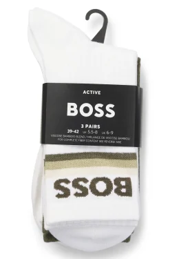 Three-pack of bamboo-blend short socks with logos