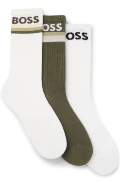 Three-pack of bamboo-blend short socks with logos