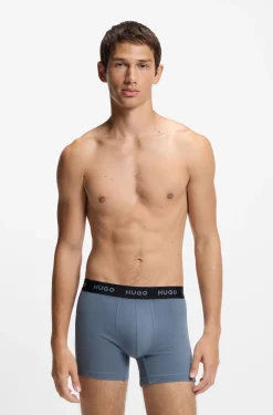 Three-pack of branded boxer briefs in stretch cotton