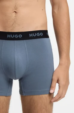 Three-pack of branded boxer briefs in stretch cotton