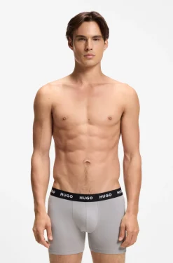 Three-pack of branded boxer briefs in stretch cotton