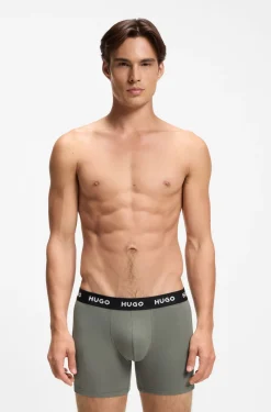 Three-pack of branded boxer briefs in stretch cotton