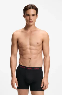 Three-pack of branded boxer briefs in stretch cotton