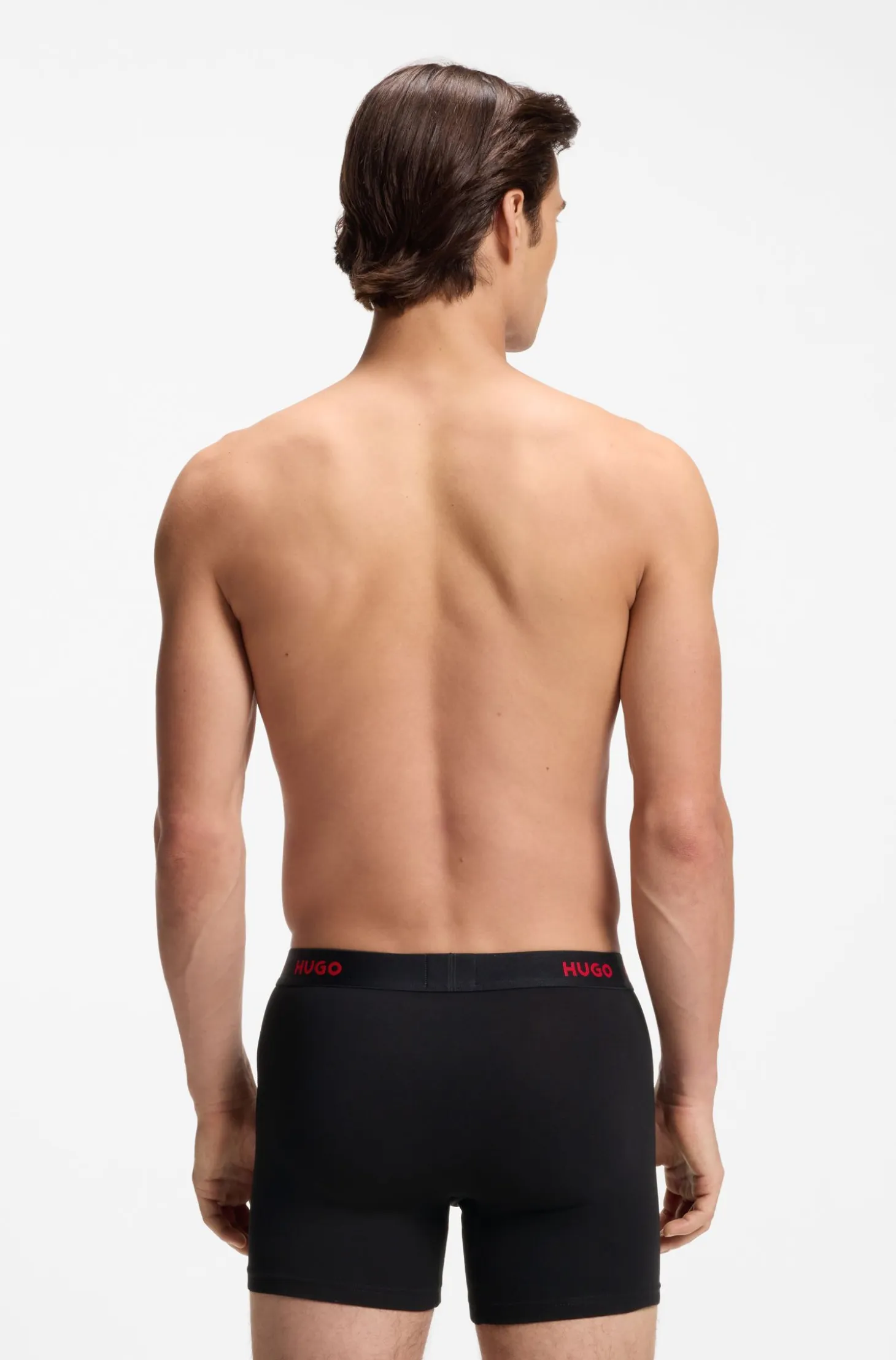 Three-pack of branded boxer briefs in stretch cotton