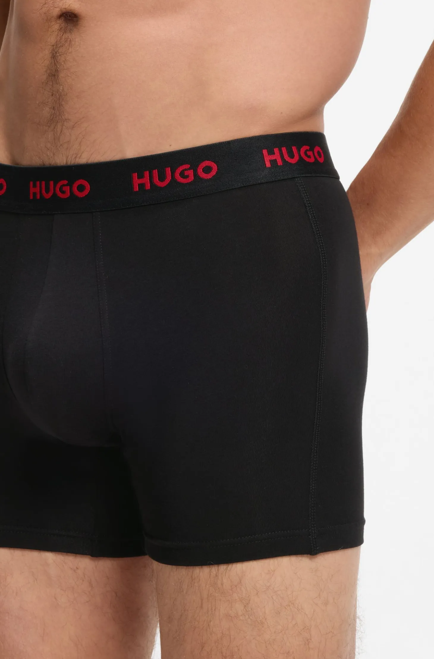 Three-pack of branded boxer briefs in stretch cotton