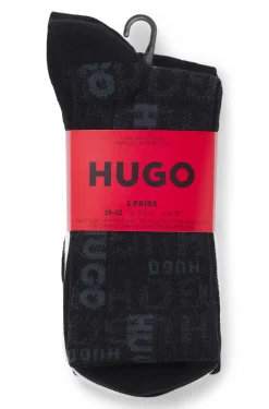 Three-pack of cotton-blend short socks with logos