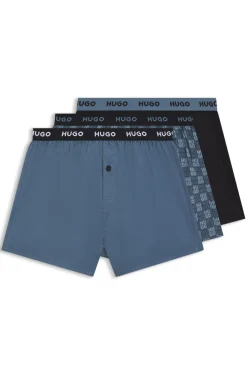 Three-pack of cotton boxer shorts with logo waistbands