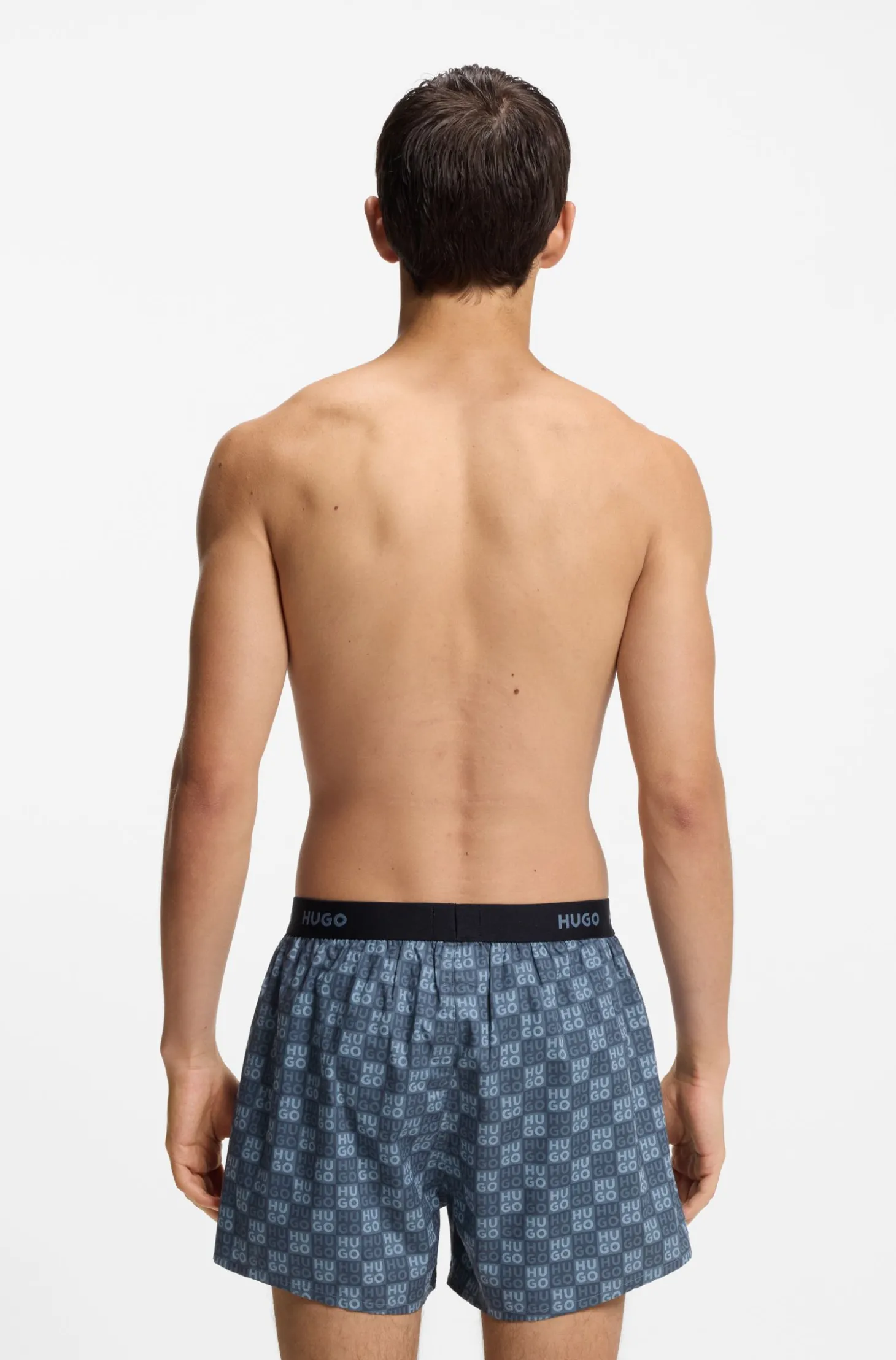 Three-pack of cotton boxer shorts with logo waistbands