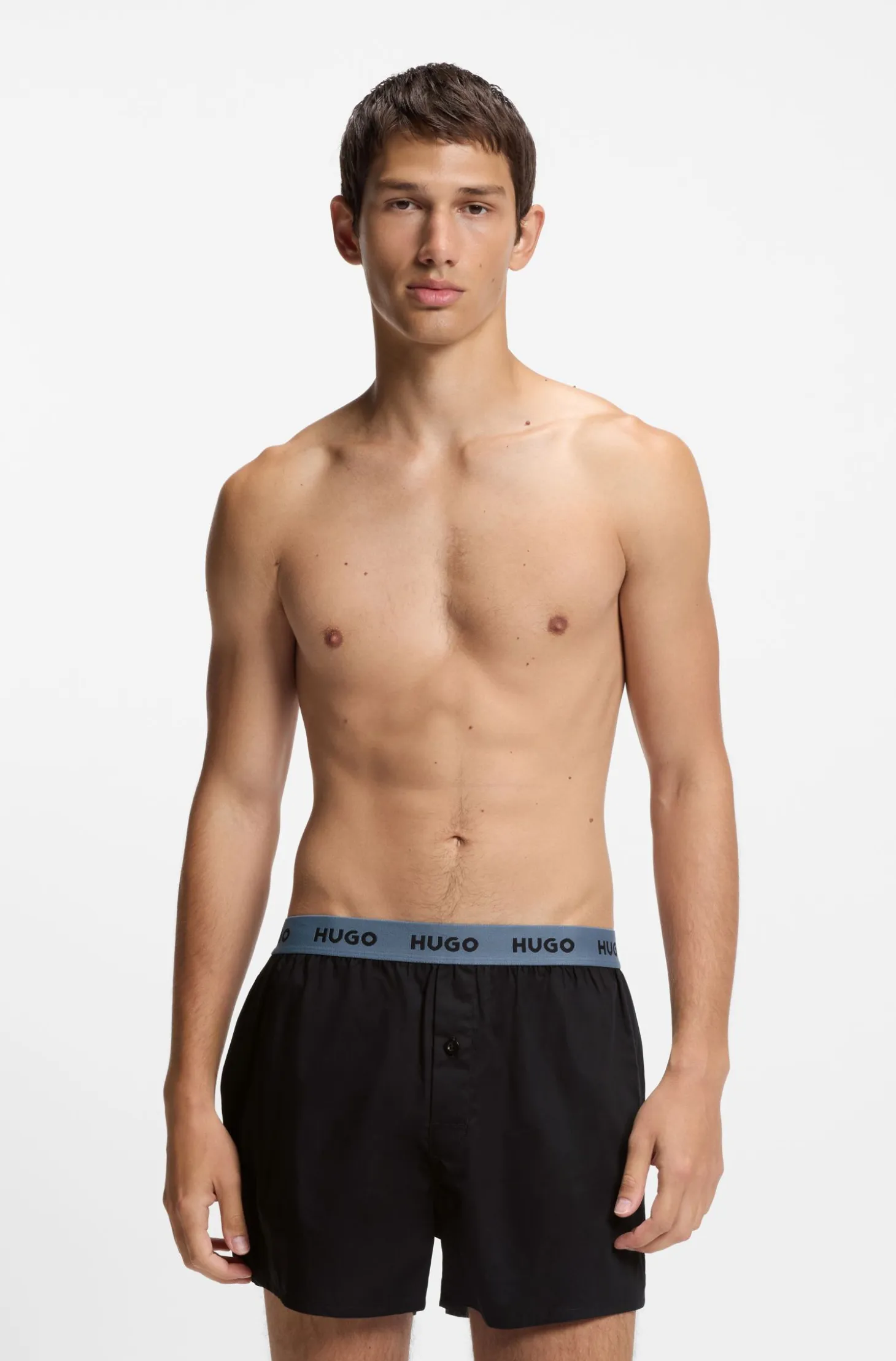 Three-pack of cotton boxer shorts with logo waistbands