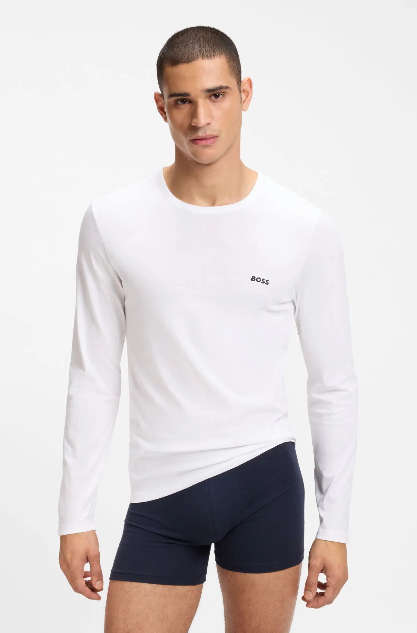 Three-pack of cotton T-shirts with logo embroidery