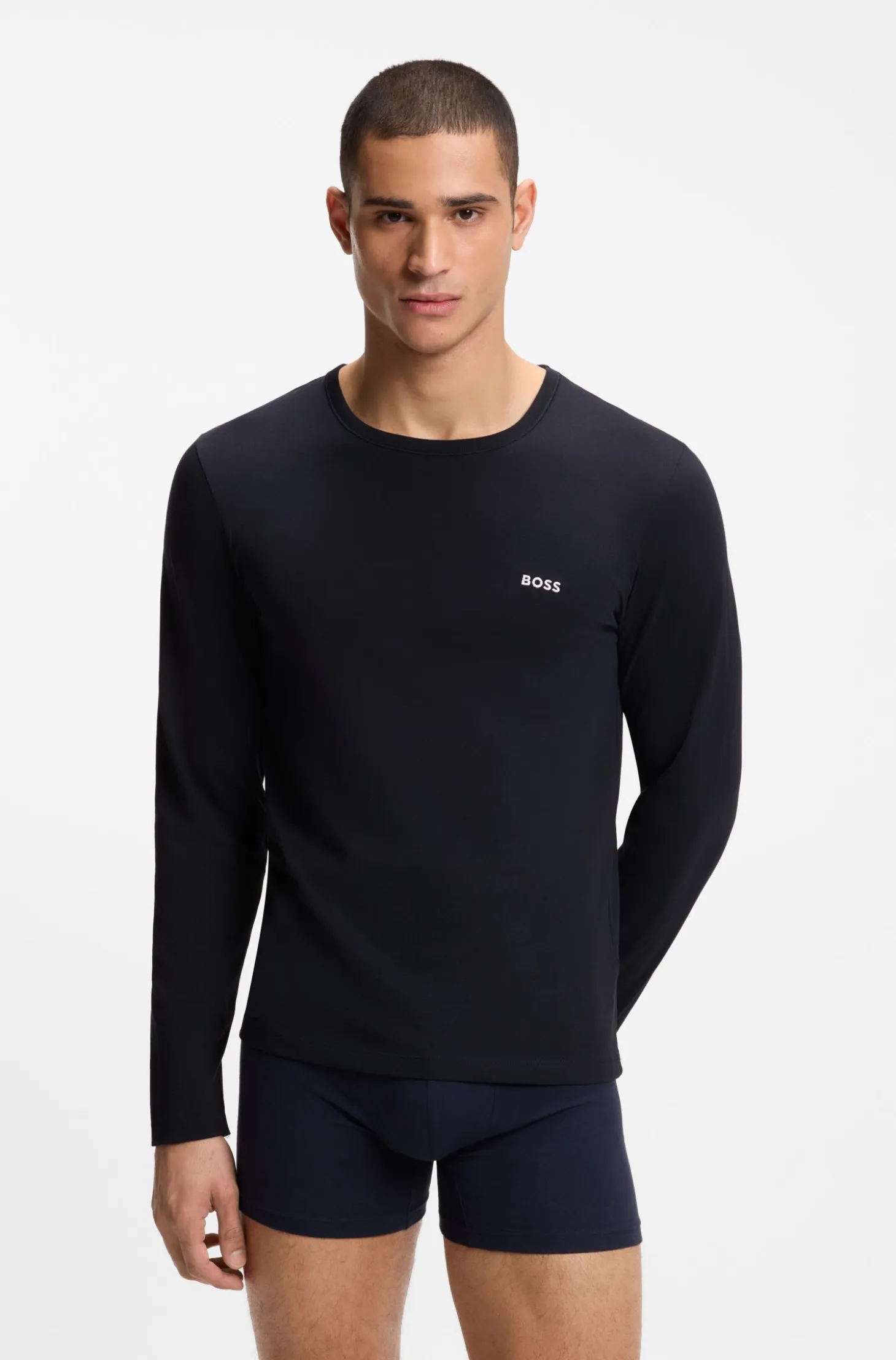 Three-pack of cotton T-shirts with logo embroidery