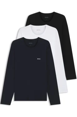 Three-pack of cotton T-shirts with logo embroidery