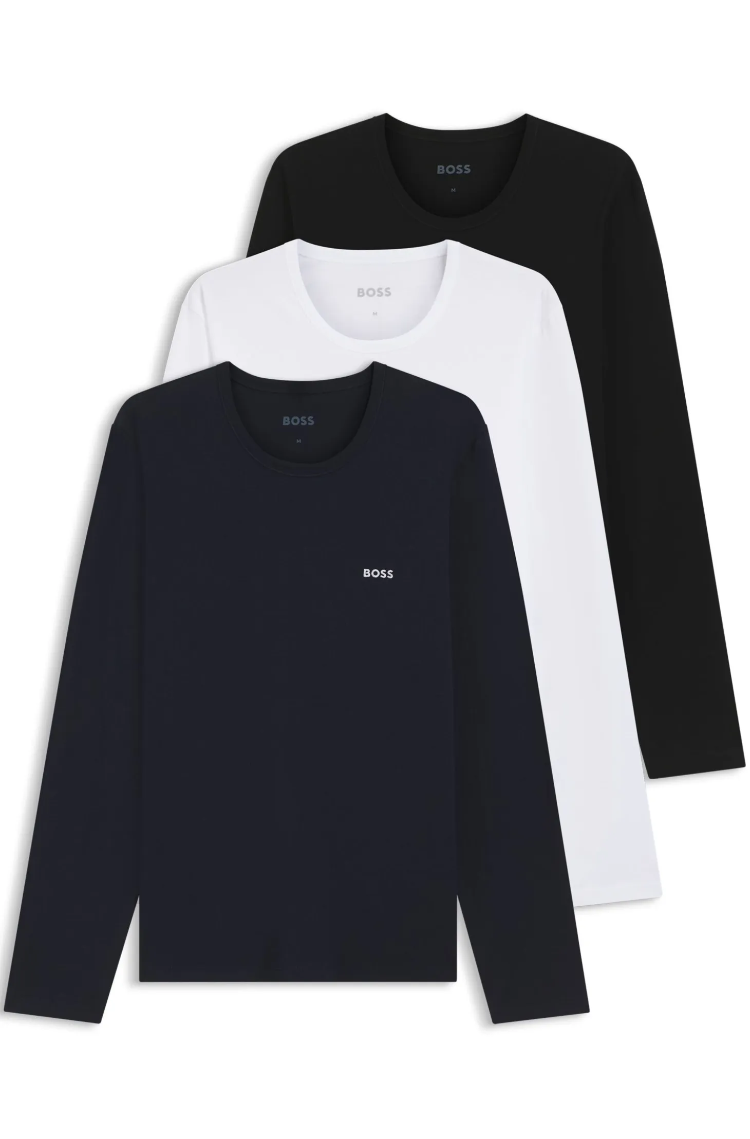 Three-pack of cotton T-shirts with logo embroidery