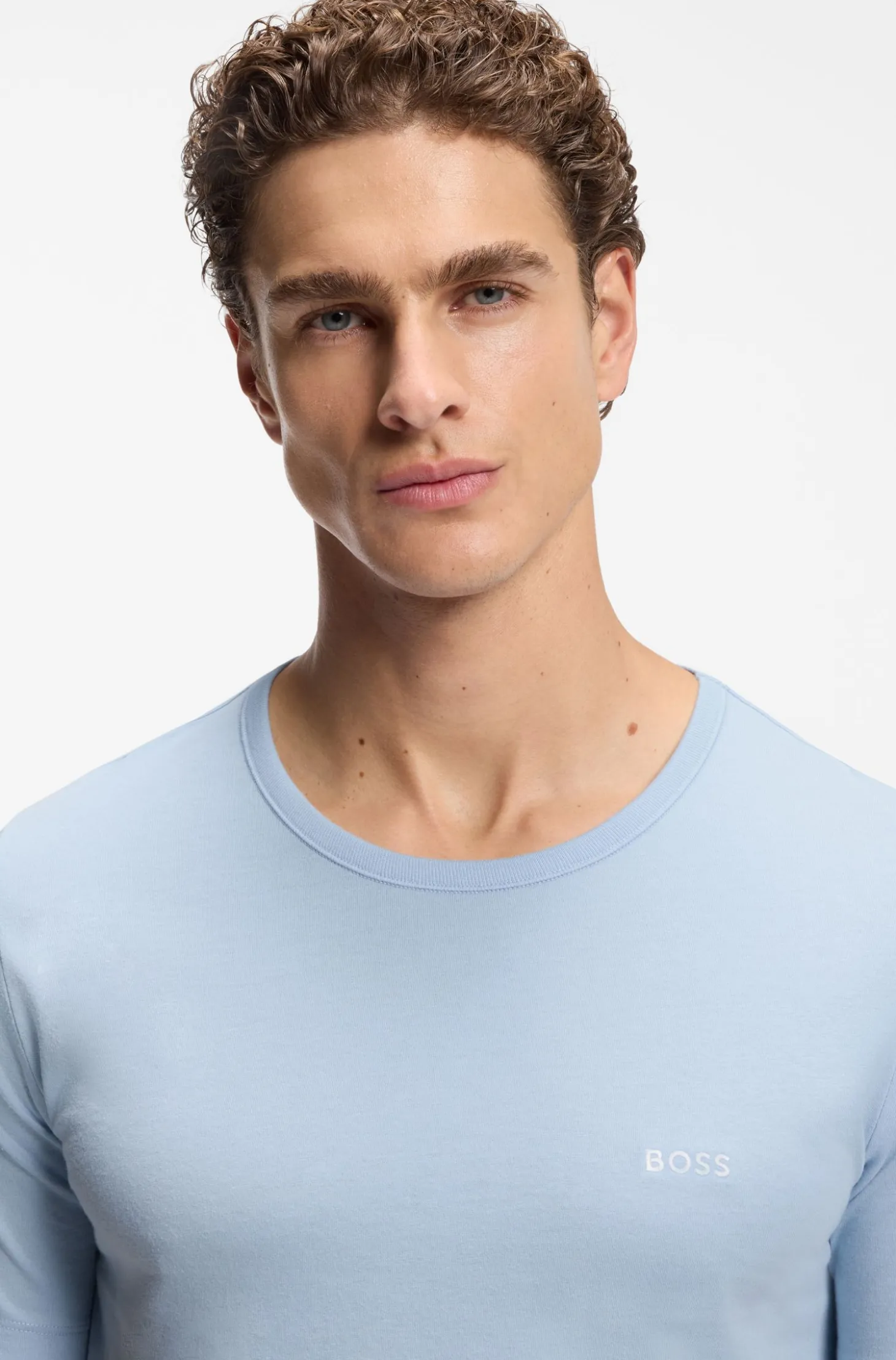 Three-pack of cotton underwear T-shirts with embroidered logo