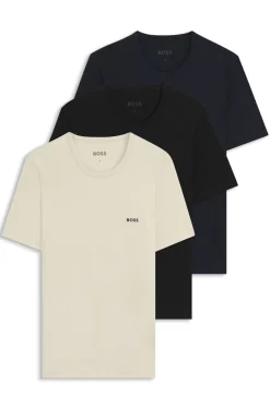 Three-pack of cotton underwear T-shirts with embroidered logo