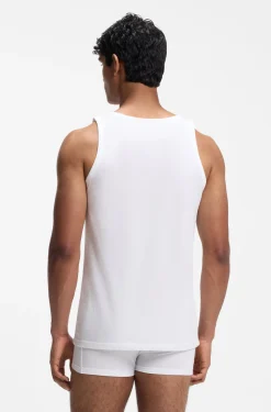 Three-pack of cotton underwear vests with embroidered logos