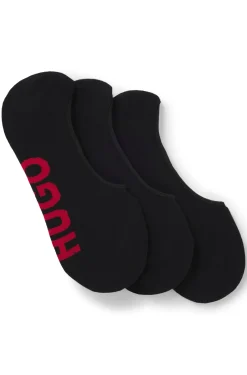 Three-pack of invisible socks with large logos