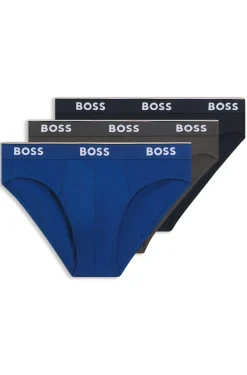 Three-pack of logo-waistband briefs in stretch cotton