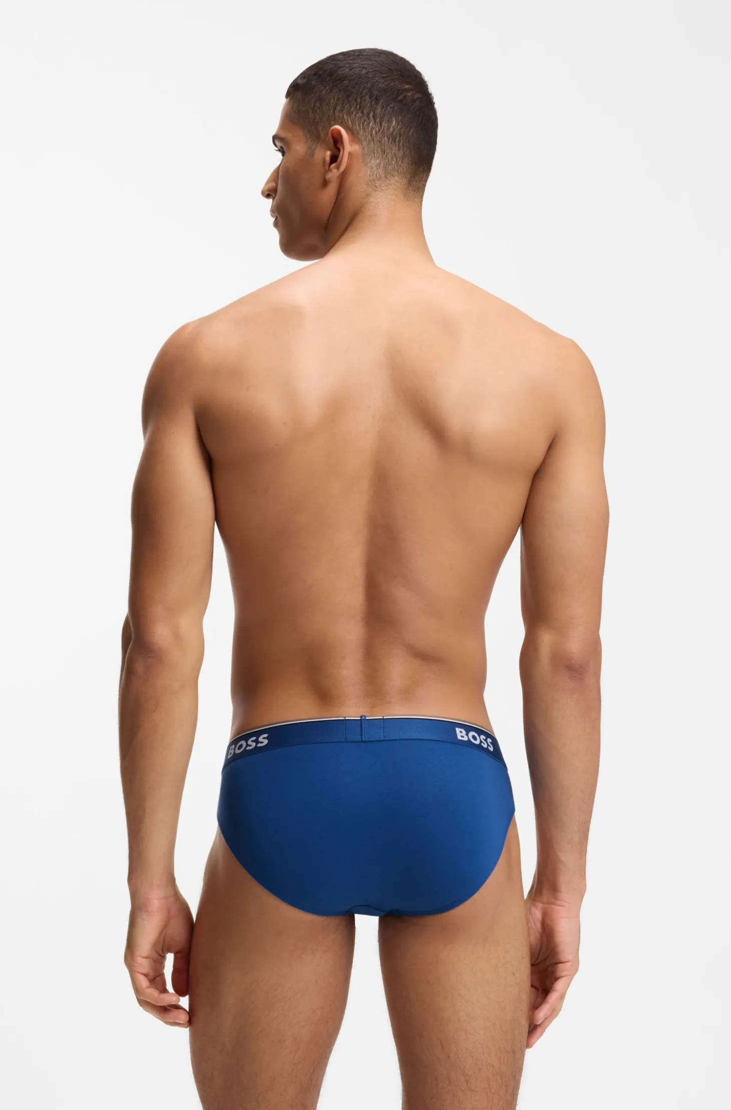 Three-pack of logo-waistband briefs in stretch cotton