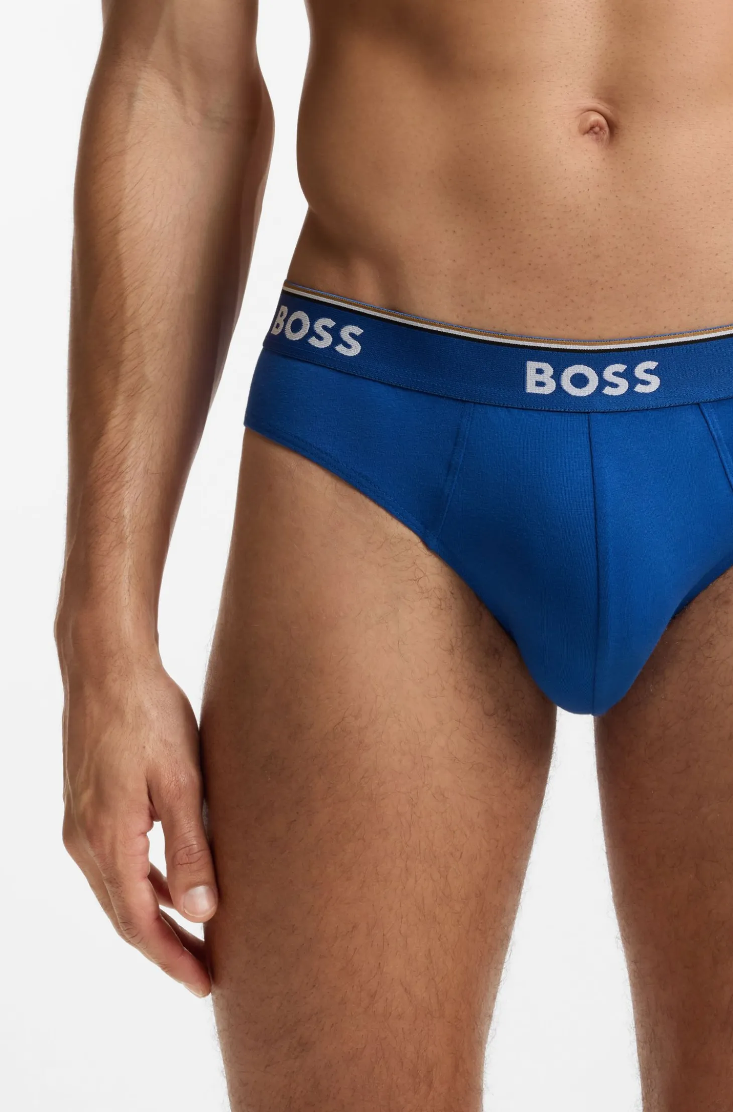Three-pack of logo-waistband briefs in stretch cotton