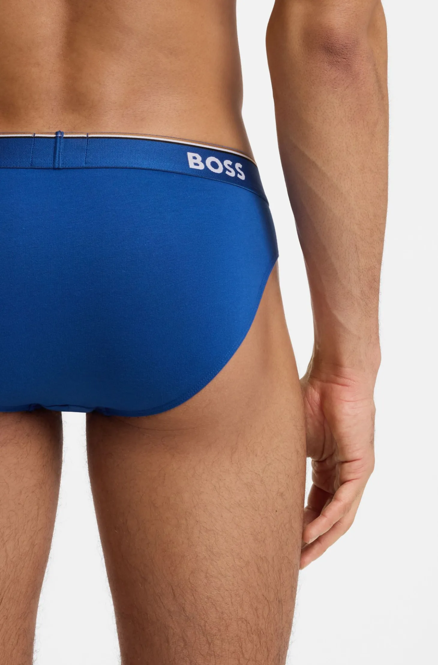 Three-pack of logo-waistband briefs in stretch cotton