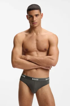Three-pack of logo-waistband briefs in stretch cotton
