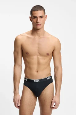 Three-pack of logo-waistband briefs in stretch cotton