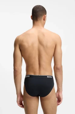 Three-pack of logo-waistband briefs in stretch cotton