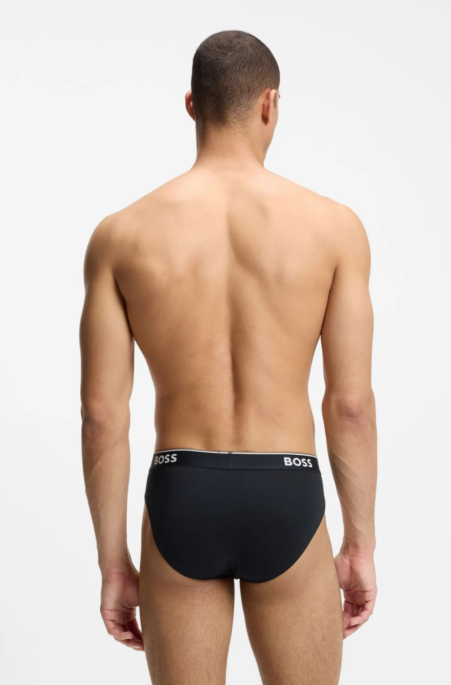 Three-pack of logo-waistband briefs in stretch cotton