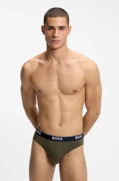 Three-pack of logo-waistband briefs in stretch cotton