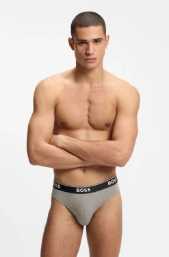 Three-pack of logo-waistband briefs in stretch cotton