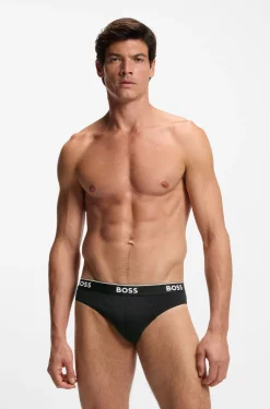 Three-pack of logo-waistband briefs in stretch cotton