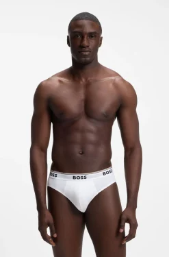 Three-pack of logo-waistband briefs in stretch cotton