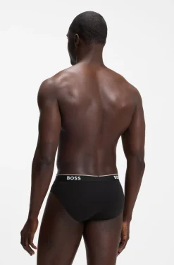 Three-pack of logo-waistband briefs in stretch cotton