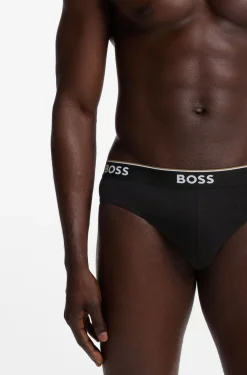 Three-pack of logo-waistband briefs in stretch cotton