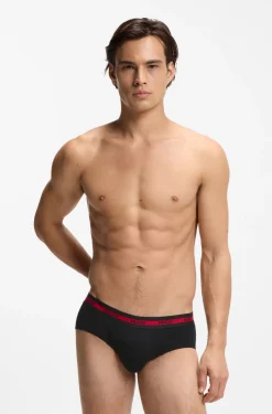 Three-pack of logo-waistband briefs in stretch cotton