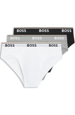 Three-pack of logo-waistband briefs in stretch cotton