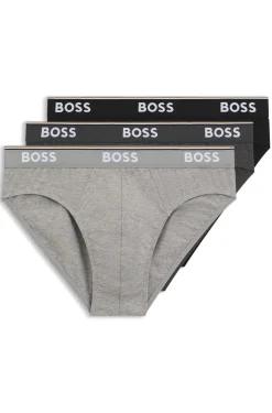 Three-pack of logo-waistband briefs in stretch cotton