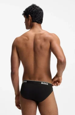 Three-pack of logo-waistband briefs in stretch cotton