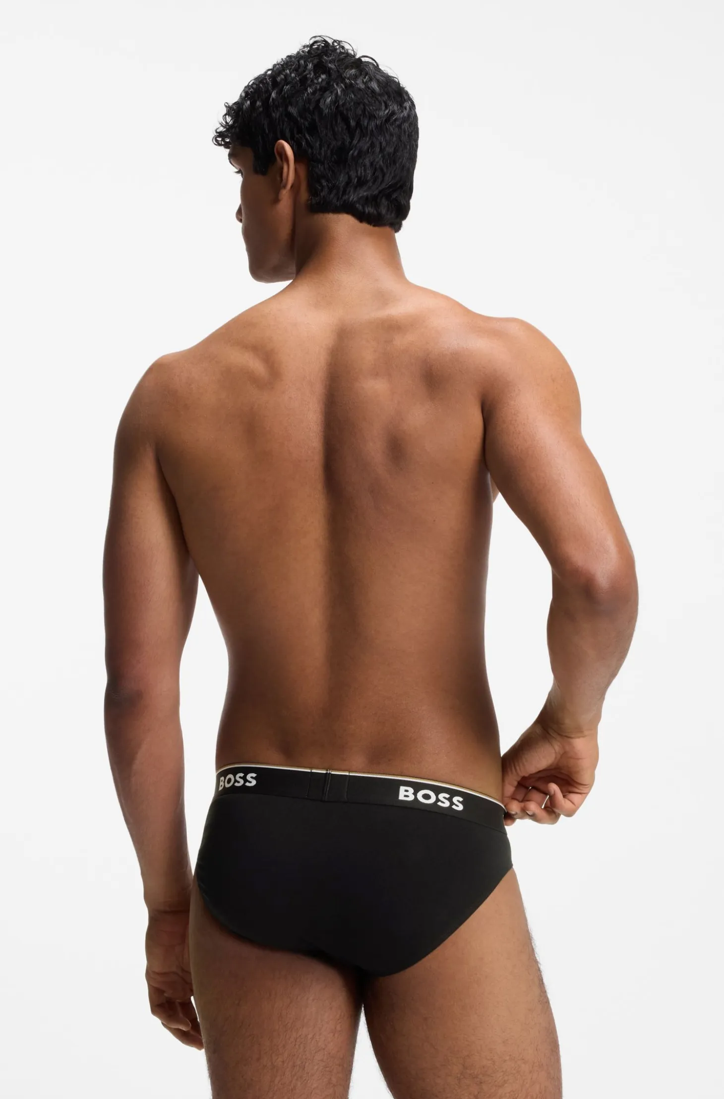 Three-pack of logo-waistband briefs in stretch cotton