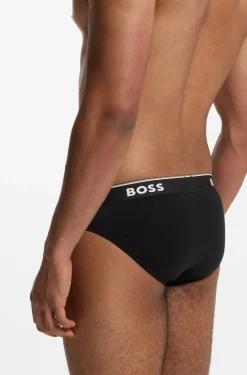 Three-pack of logo-waistband briefs in stretch cotton