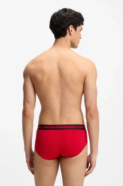 Three-pack of logo-waistband briefs in stretch cotton
