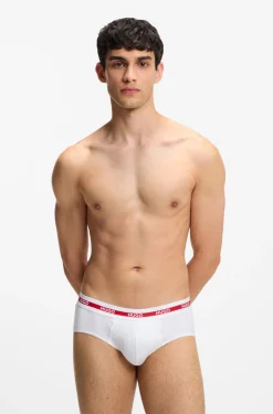 Three-pack of logo-waistband briefs in stretch cotton