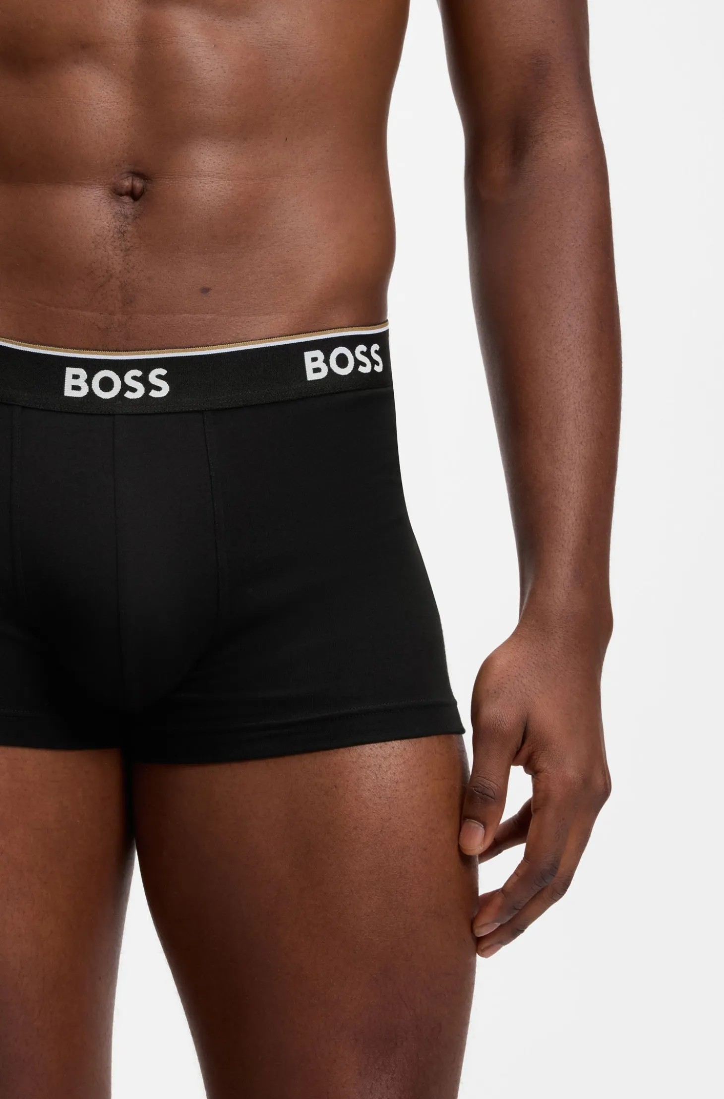 Three-pack of logo-waistband trunks in cotton