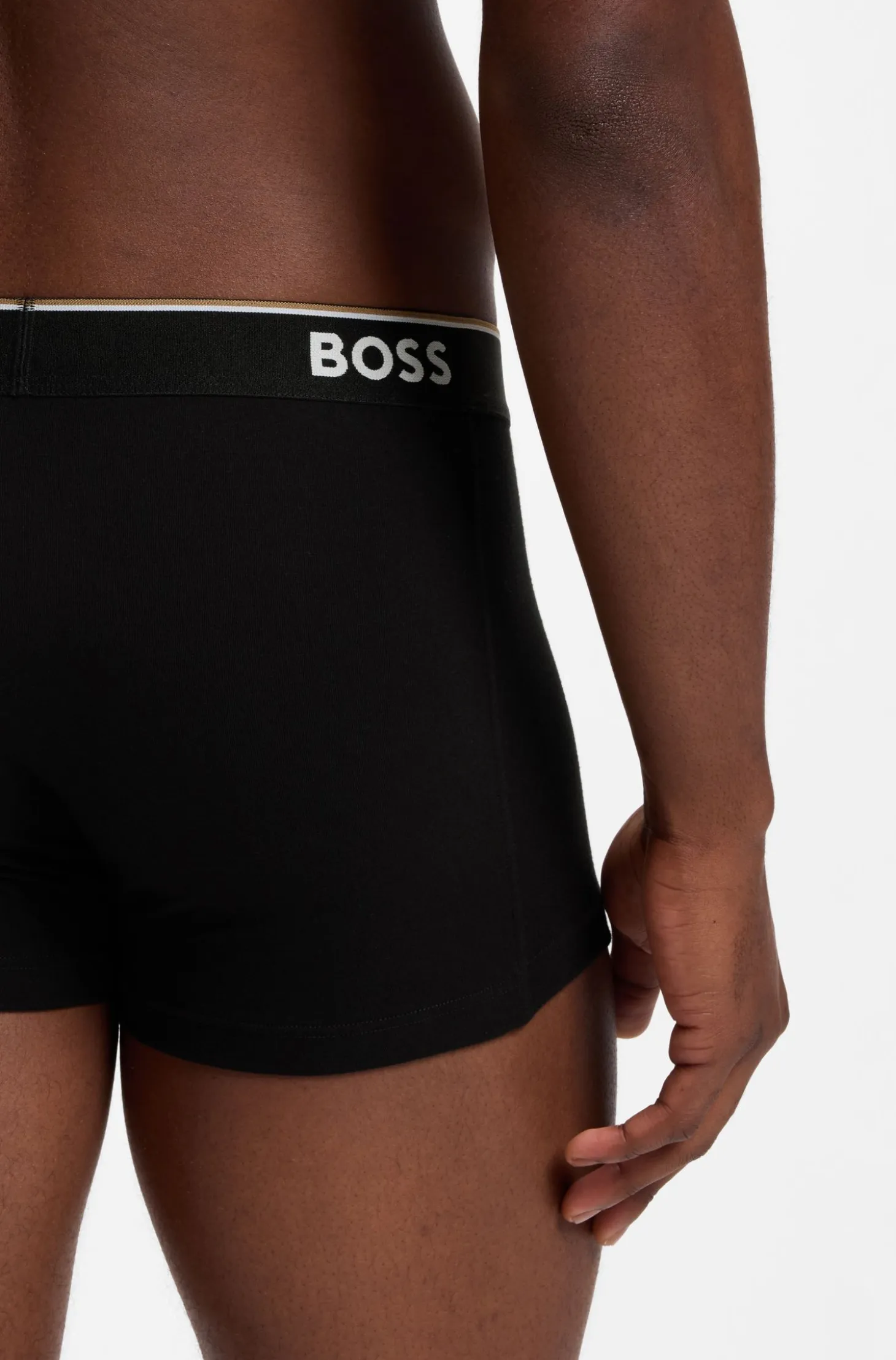 Three-pack of logo-waistband trunks in cotton