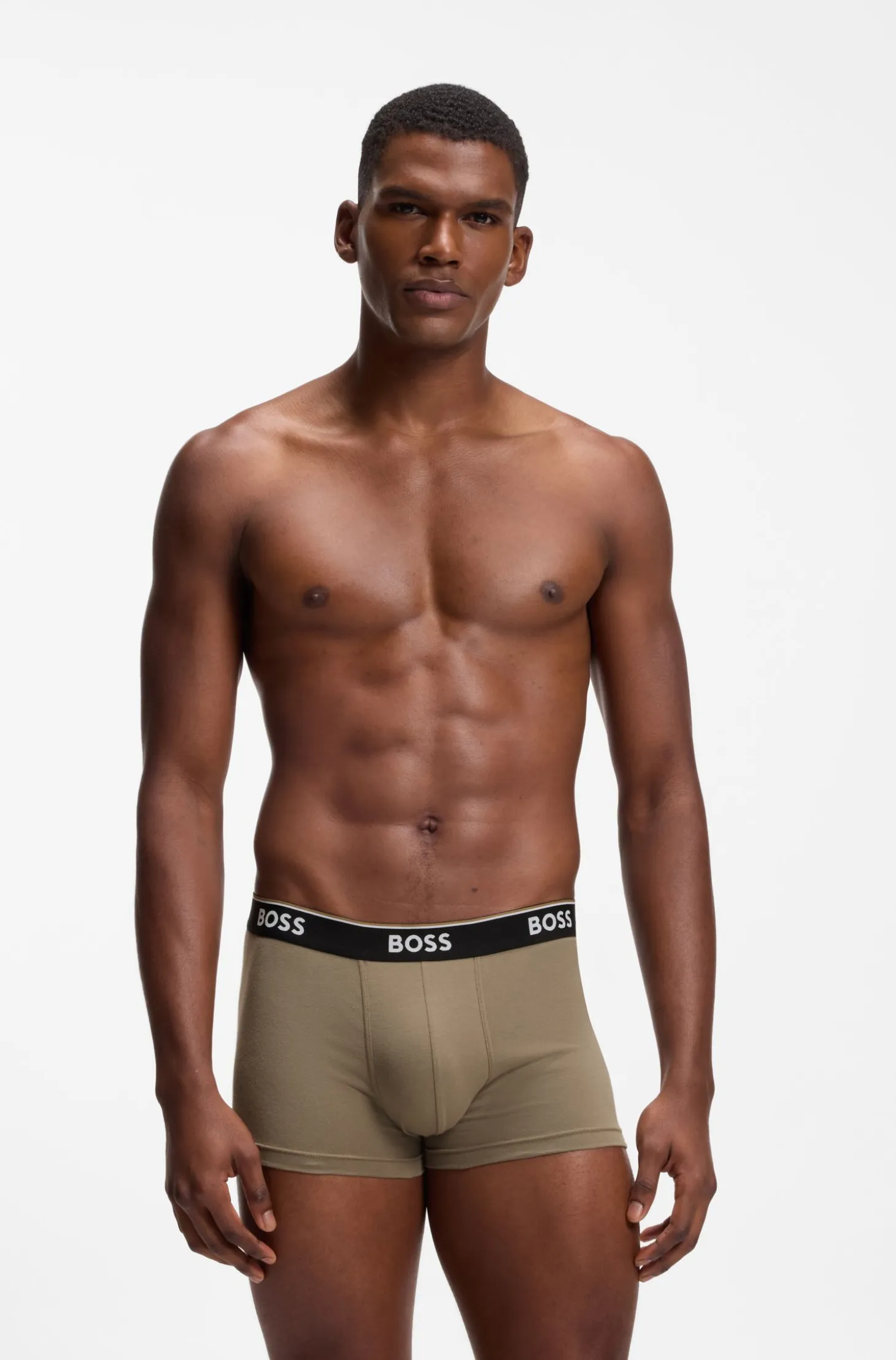 Three-pack of logo-waistband trunks in cotton